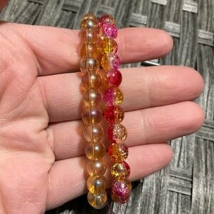 Elegant Gold and Pink Beaded Bracelet Set